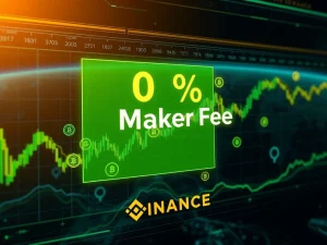 Binance Futures trading interface highlighting the zero-maker fees, signaling a boost in liquidity provision.
