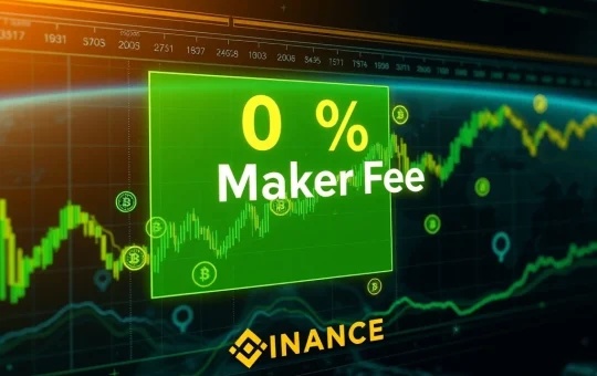 Binance Futures trading interface highlighting the zero-maker fees, signaling a boost in liquidity provision.