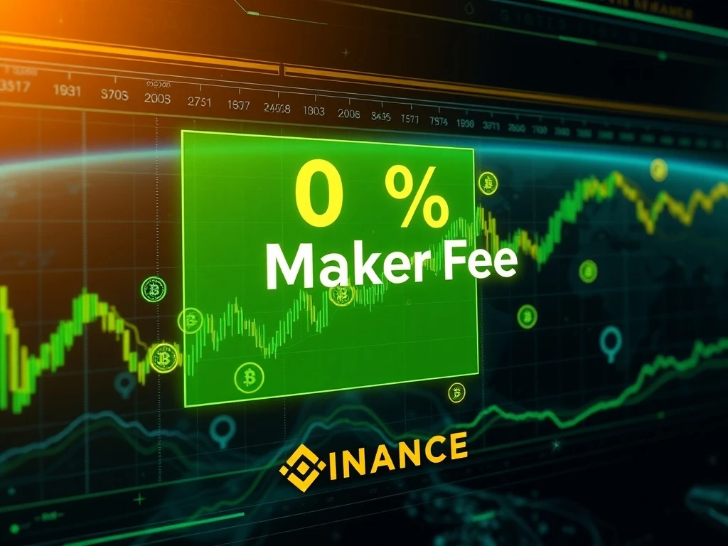 Binance Futures trading interface highlighting the zero-maker fees, signaling a boost in liquidity provision.