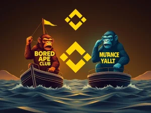 A visual representation of Binance discontinuing BAYC and MAYC NFT staking, illustrating the shift in the digital asset market.
