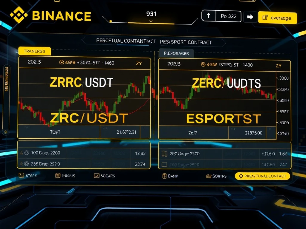 Binance perpetual contracts with 50x leverage for ZRC/USDT and ESPORTS/USDT trading