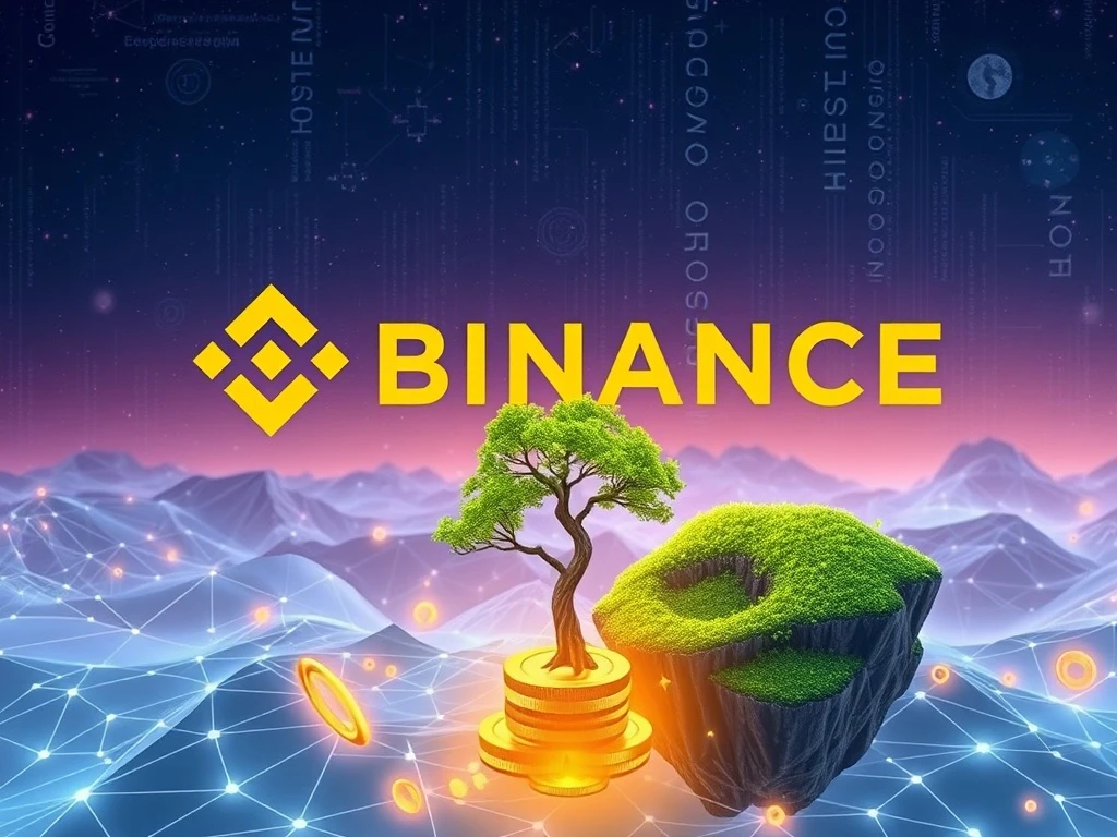 Binance TREE airdrop announcement for BNB stakers with DeFi growth visualization