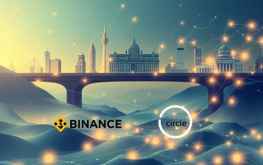 A bridge symbolizing the integration of traditional finance and blockchain, highlighting Binance's potent yield-generating collateral for institutional derivatives.