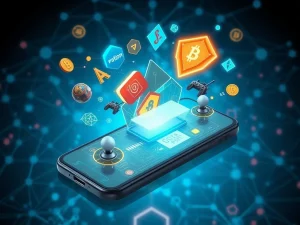 A digital wallet displaying crypto assets and game characters, symbolizing the strategic TGE for Delabs Games hosted by Binance Wallet, pushing blockchain gaming forward.
