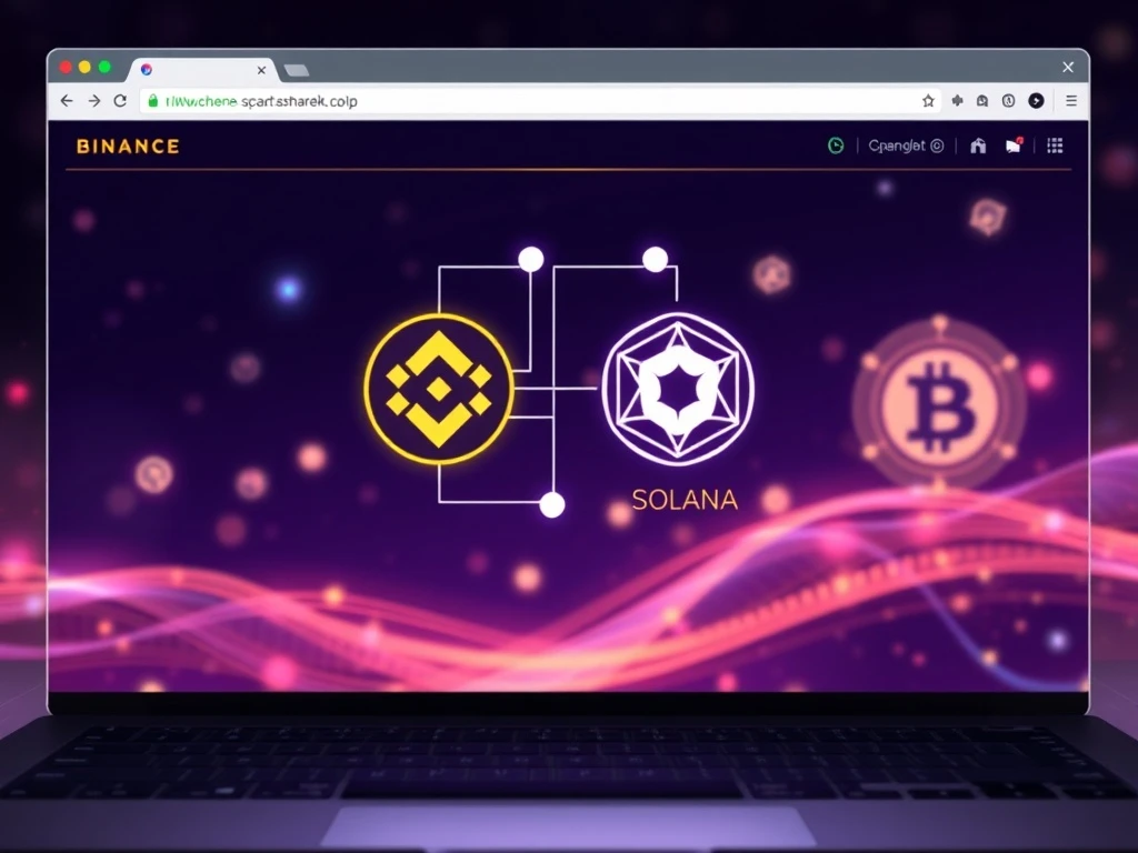 A sleek Binance Web Wallet interface connecting Solana and BSC, symbolizing enhanced crypto access and the future of DeFi.