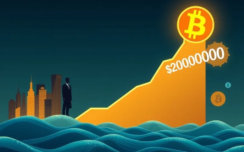 Chart showing Bitcoin's price surge towards $200K, symbolizing strong institutional adoption and whale accumulation.