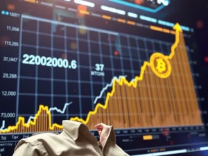 Peter Brandt's bold Bitcoin price target of $200,000, illustrating potential market growth alongside warnings of short-term corrections.