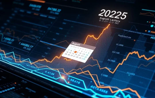 A chart showing an upward Bitcoin price forecast towards 2025, highlighting key BTC targets for August.