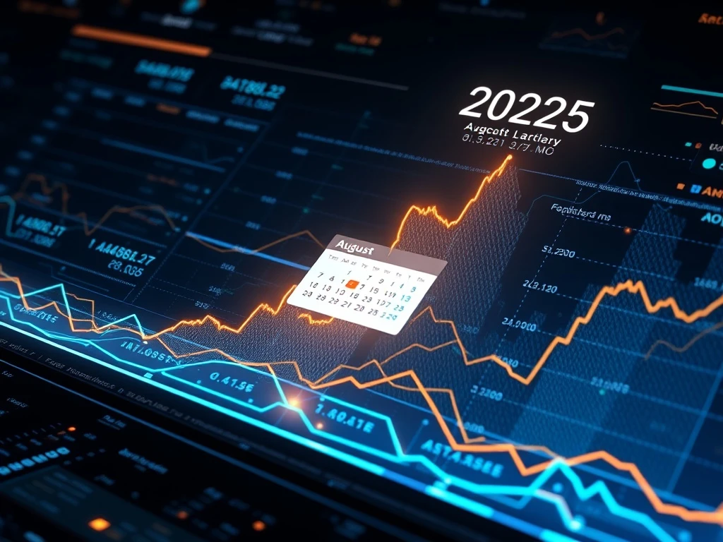 A chart showing an upward Bitcoin price forecast towards 2025, highlighting key BTC targets for August.