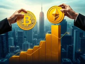 A digital chart showing Bitcoin's price soaring, with institutional logos subtly integrated, representing the profound impact of institutional adoption on the crypto market.