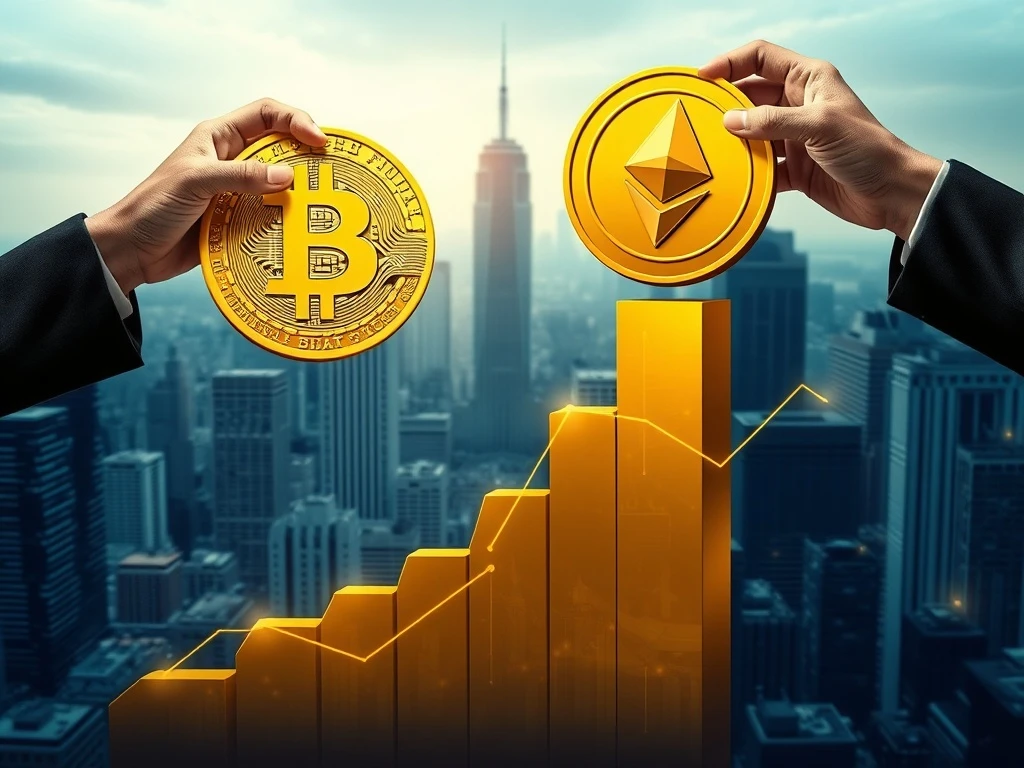 A digital chart showing Bitcoin's price soaring, with institutional logos subtly integrated, representing the profound impact of institutional adoption on the crypto market.