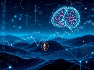 Visualizing a dynamic Bitcoin portfolio optimized by AI and data analytics, highlighting strategic large-cap allocation for 2025 growth.