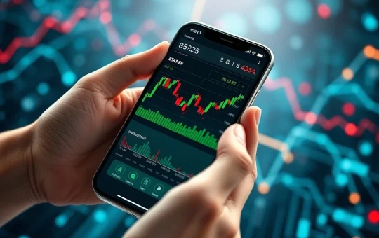 A smartphone displaying a real-time tracking cryptocurrency app, symbolizing instant access to market data and automated alerts for efficient crypto investing.