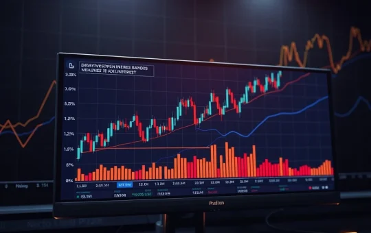 A chart showing Bitcoin Bollinger Bands tightening, indicating an imminent price breakout. This reflects current BTC volatility.