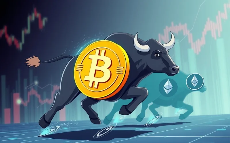 Bitcoin bull cycle driving altcoin market growth with Ethereum and Solana in the background