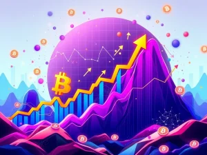 A chart showing Bitcoin's price forming a bullish wedge, indicating an imminent breakout and a significant market surge.