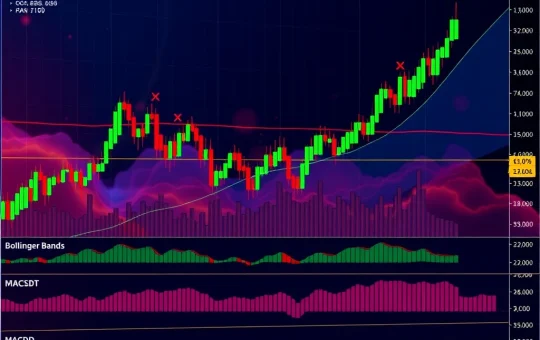 A Bitcoin Cash price chart showing bullish trends and key technical indicators for BCHUSDT analysis, guiding trading decisions.