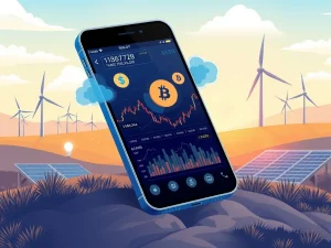 A smartphone displaying crypto charts, symbolizing easy Bitcoin cloud mining and passive crypto income from cloud-based platforms.