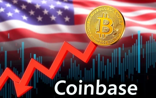 Bitcoin price trend with Coinbase logo reflecting U.S. investor shift