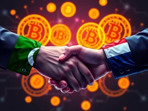 Pakistan and El Salvador shaking hands over Bitcoin collaboration