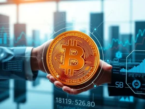 A visual representation of Bitcoin as collateral facilitating secure institutional crypto lending for modern wealth management strategies.