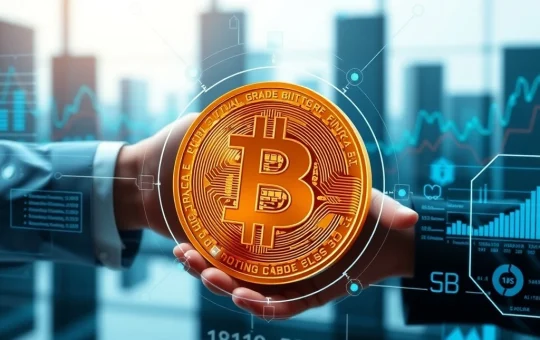 A visual representation of Bitcoin as collateral facilitating secure institutional crypto lending for modern wealth management strategies.