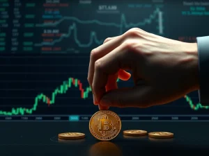 A visual representing Bitcoin consolidation on a chart, highlighting the impact of a significant Galaxy Digital selloff on the crypto market.