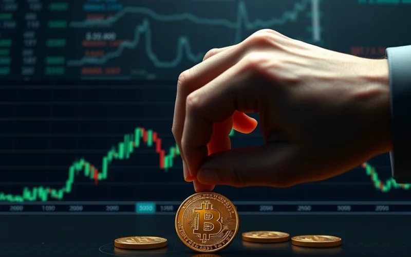 A visual representing Bitcoin consolidation on a chart, highlighting the impact of a significant Galaxy Digital selloff on the crypto market.