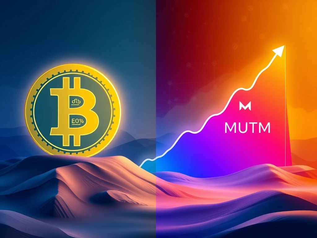 A visual representation of Bitcoin's consolidation contrasted with the surging Mutuum presale, highlighting the shift in focus for whale investors in the DeFi lending space.