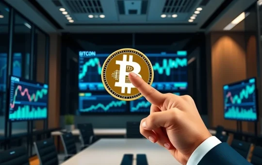 Chart showing Bitcoin price stability, overlaid with corporate hands symbolizing Smarter Web Company's strategic Bitcoin investment.
