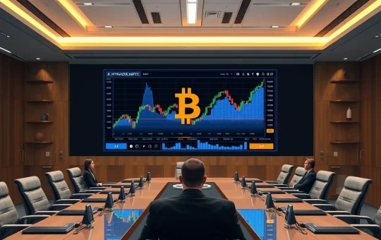 A graph showing a significant increase in Bitcoin holdings by public companies, symbolizing growing institutional adoption and strategic corporate treasury shifts.