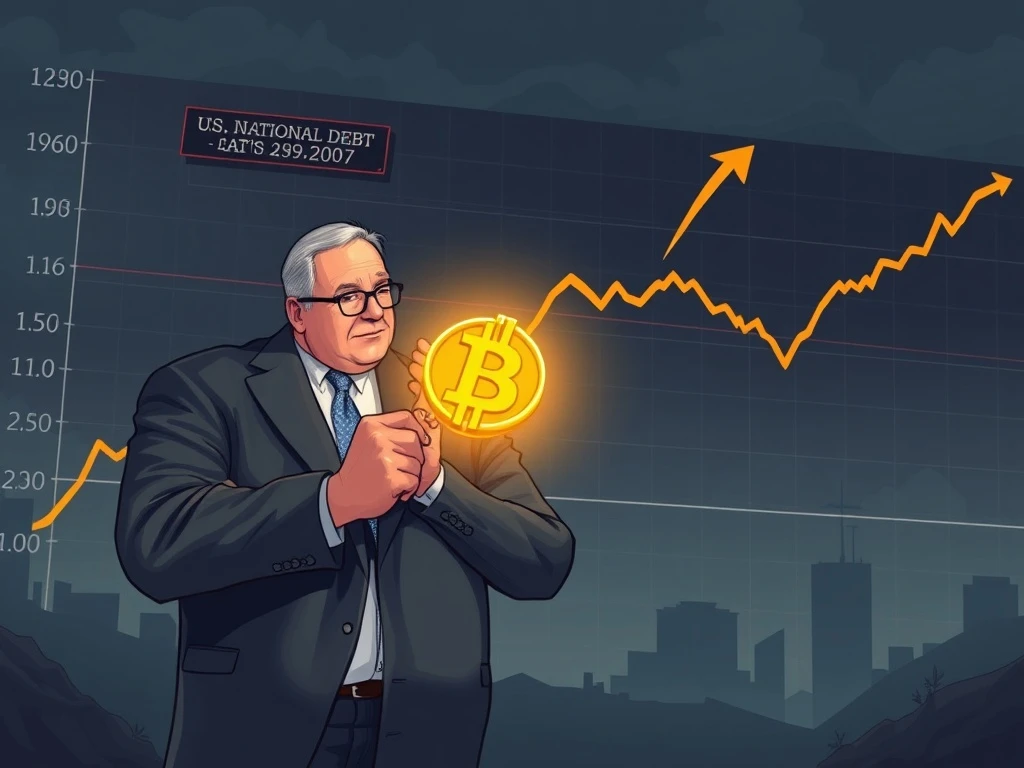 Jim Cramer eyes Bitcoin as a strategic crypto hedge against the escalating US national debt, signaling a shift in investment strategy.