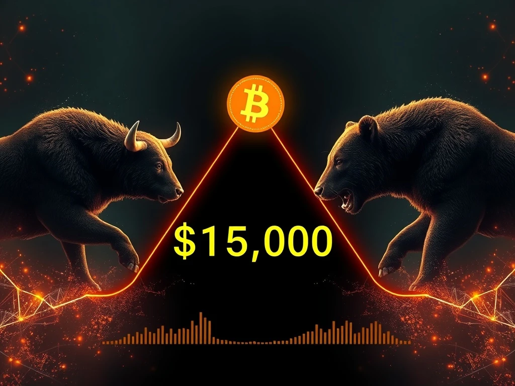 A Bitcoin price chart showing the critical $117,000 support level, illustrating the intense tug-of-war in the crypto market.