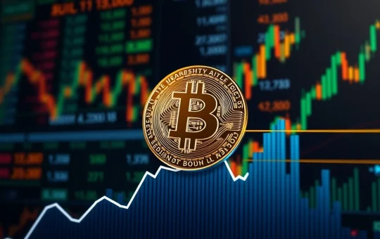 A visual metaphor of Bitcoin price reaching a crucial $122,000 breakout point, signaling a potential crypto bull cycle.