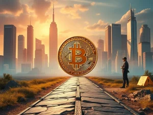 A visual representation of Bitcoin's crucial future, balancing high price targets from institutional adoption with expert warnings on crypto investment diversification.