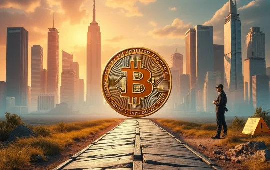 A visual representation of Bitcoin's crucial future, balancing high price targets from institutional adoption with expert warnings on crypto investment diversification.