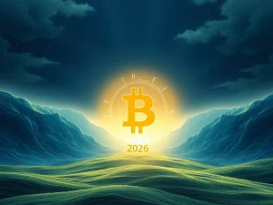 A visual representation of Bitcoin's evolving market dynamics, showing the end of the traditional four-year cycle and a new trajectory towards 2026.