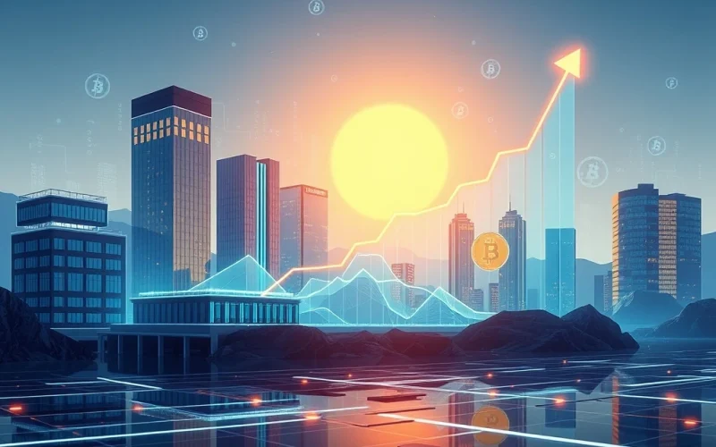 Chart depicting stable growth in the crypto market, driven by institutional crypto adoption and regulatory advancements, signaling the end of the traditional Bitcoin cycle.