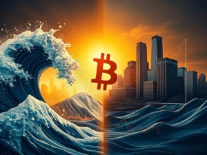 A visual representation of the Bitcoin market shifting from volatile retail cycles to stable institutional adoption, highlighting the obsolete Bitcoin cycle theory.