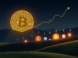 A visual representation of Bitcoin dominance encountering resistance, symbolizing a potential shift towards an altcoin rally.