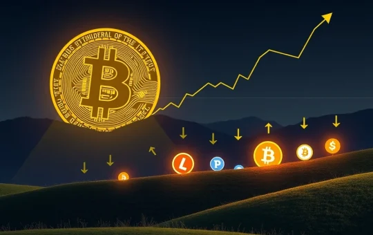 A visual representation of Bitcoin dominance over altcoins, with Bitcoin's market share potentially shifting to spark an altcoin rally.