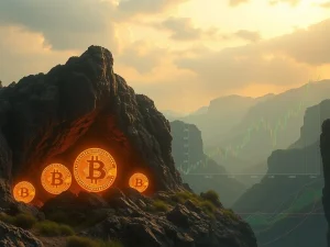 A visual representation of dormant Bitcoin awakening, showing old wallets becoming active amidst volatile Bitcoin market trends.