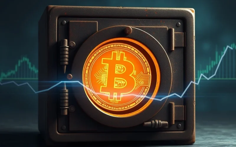 Visualizing the awakening of a long-dormant Bitcoin dormant wallet, symbolizing the movement of significant BTC whale movement and its market impact.