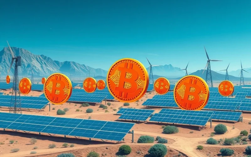 Bitcoin and solar panels merging to symbolize tokenized energy assets