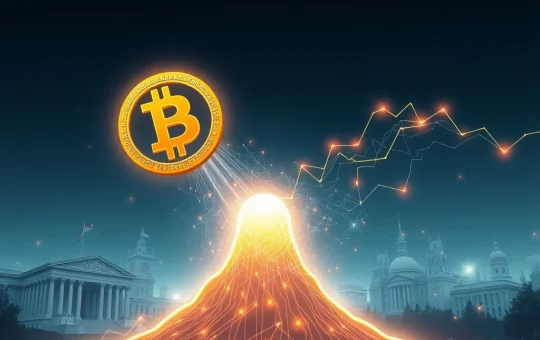 A soaring Bitcoin symbol representing its epic ascent towards $120,000, driven by institutional demand.