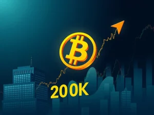 A chart showing Bitcoin's potential growth, illustrating Citigroup's $200K Bitcoin price prediction driven by strong ETF demand.