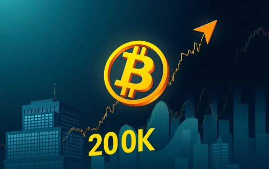 A chart showing Bitcoin's potential growth, illustrating Citigroup's $200K Bitcoin price prediction driven by strong ETF demand.