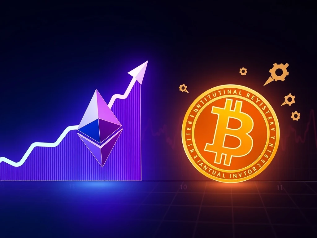 Visualizing Bitcoin ETF inflows rebounding and Ethereum ETF performance soaring, reflecting current crypto market trends.