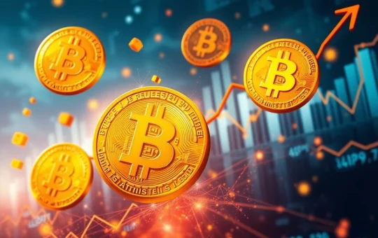 A visual representation of the Grayscale Bitcoin Mini Trust ETF's remarkable growth to $5 billion AUM, symbolizing increasing regulated Bitcoin ETF adoption.
