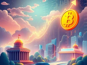 A dynamic chart showing Bitcoin's price holding steady at $117K, illustrating the impact of Bitcoin ETFs and crypto derivatives on the current bull cycle.